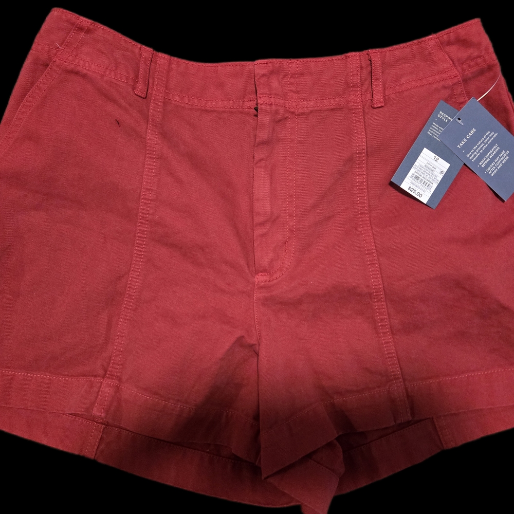 Red Cotton Shorts